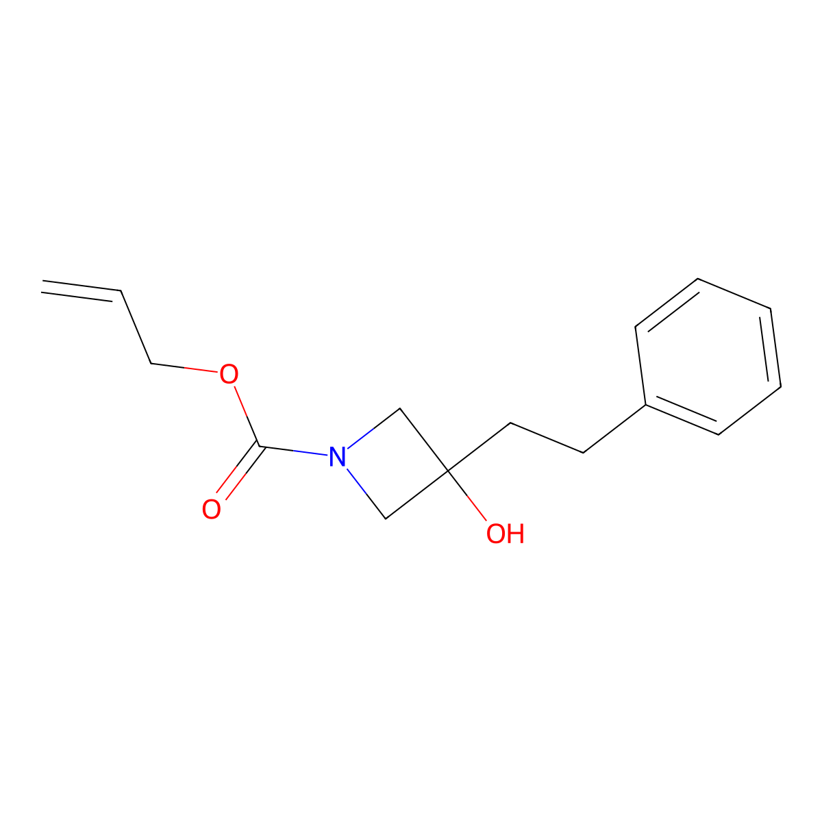 Prop-2-en-1-yl 3-hydroxy-3-(2-phenylethyl)azetidine-1-carboxylate molecular structure, CAS 2680842-09-3