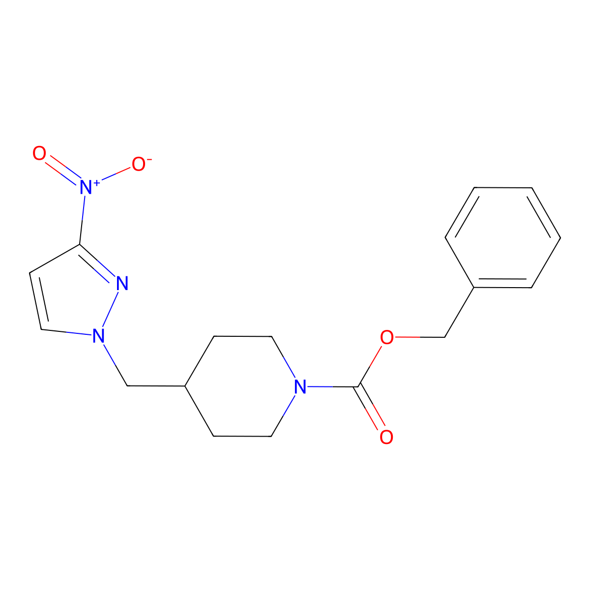 benzyl 4-[(3-nitro-1H-pyrazol-1-yl)methyl]piperidine-1-carboxylate molecular structure, CAS 2680842-12-8