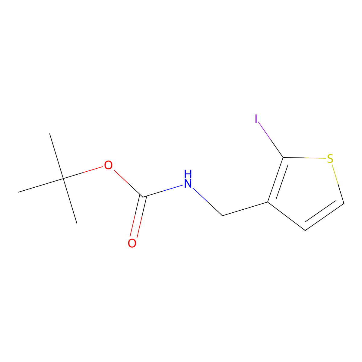 tert-butyl N-[(2-iodothiophen-3-yl)methyl]carbamate molecular structure, CAS 2680842-16-2