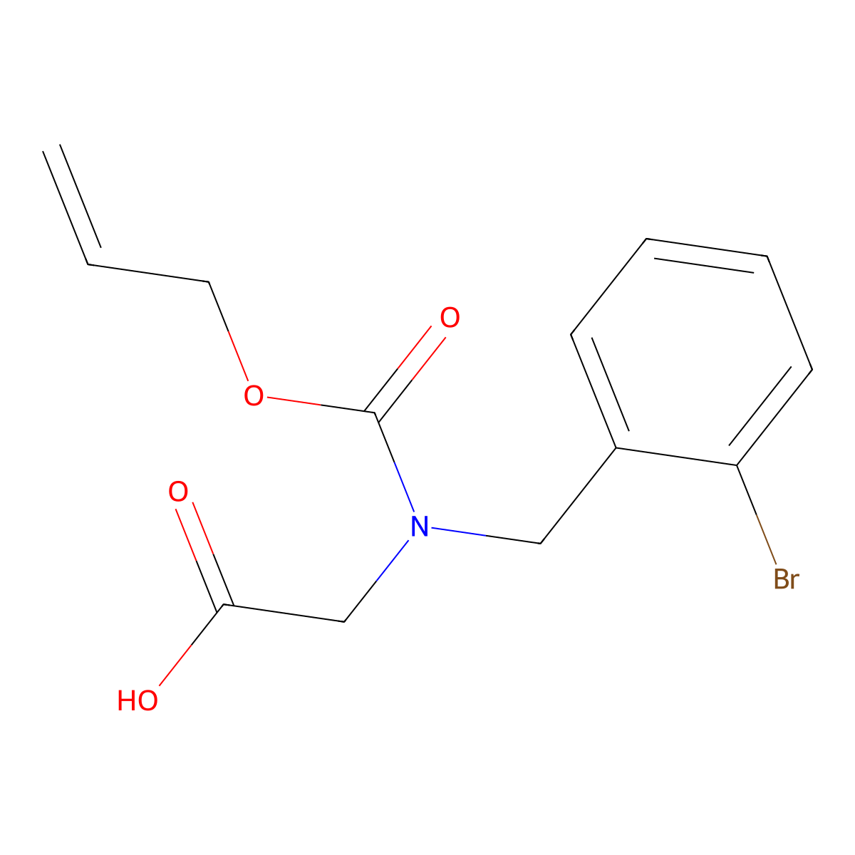 2-{[(2-Bromophenyl)methyl][(prop-2-en-1-yloxy)carbonyl]amino}acetic acid molecular structure, CAS 2680842-18-4