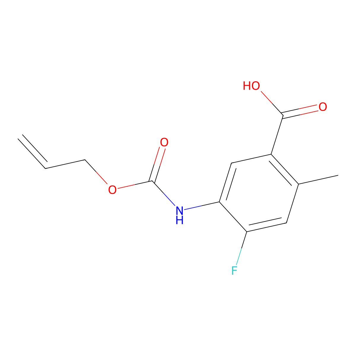 4-Fluoro-2-methyl-5-{[(prop-2-en-1-yloxy)carbonyl]amino}benzoic acid molecular structure, CAS 2680842-20-8