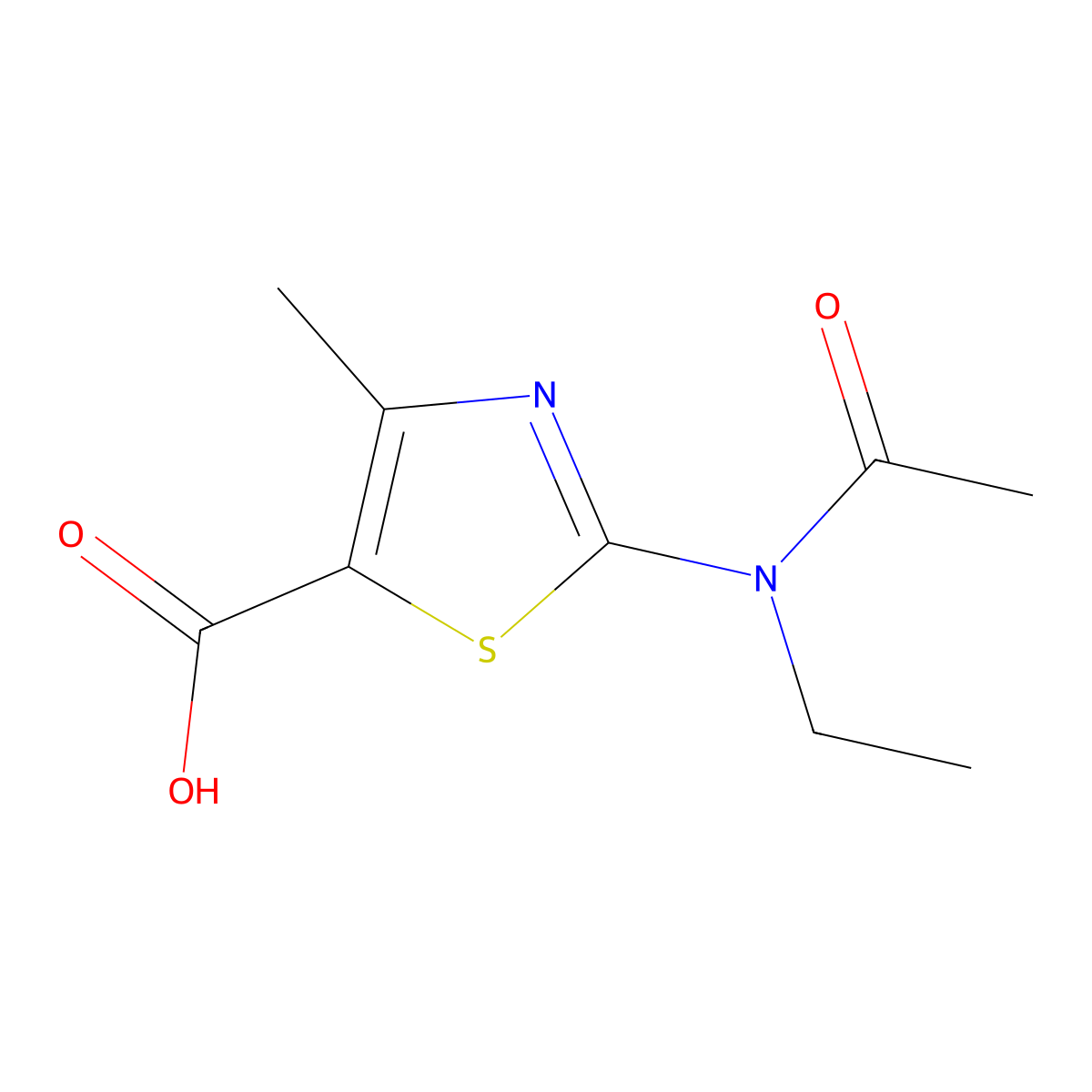 2-(N-ethylacetamido)-4-methyl-1,3-thiazole-5-carboxylic acid molecular structure, CAS 2680842-24-2