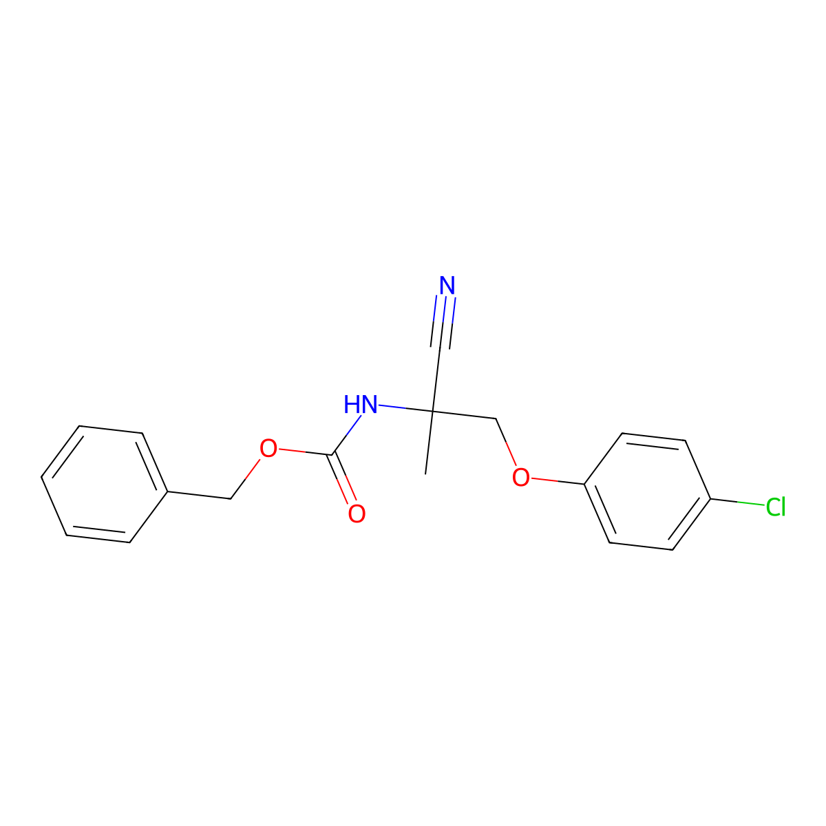 benzyl N-[2-(4-chlorophenoxy)-1-cyano-1-methylethyl]carbamate molecular structure, CAS 2680842-30-0