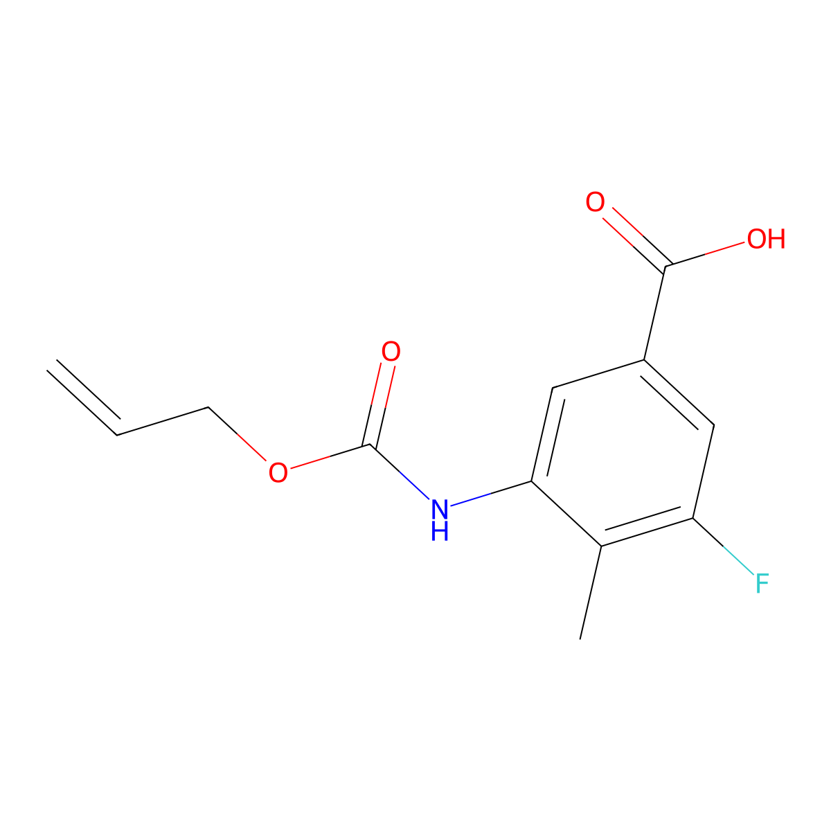 3-Fluoro-4-methyl-5-{[(prop-2-en-1-yloxy)carbonyl]amino}benzoic acid molecular structure, CAS 2680842-32-2