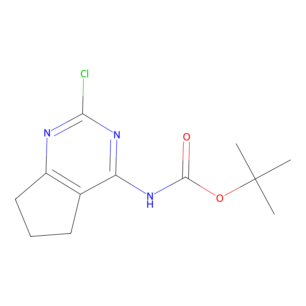 tert-butyl N-{2-chloro-5H,6H,7H-cyclopenta[d]pyrimidin-4-yl}carbamate molecular structure, CAS 2680842-36-6