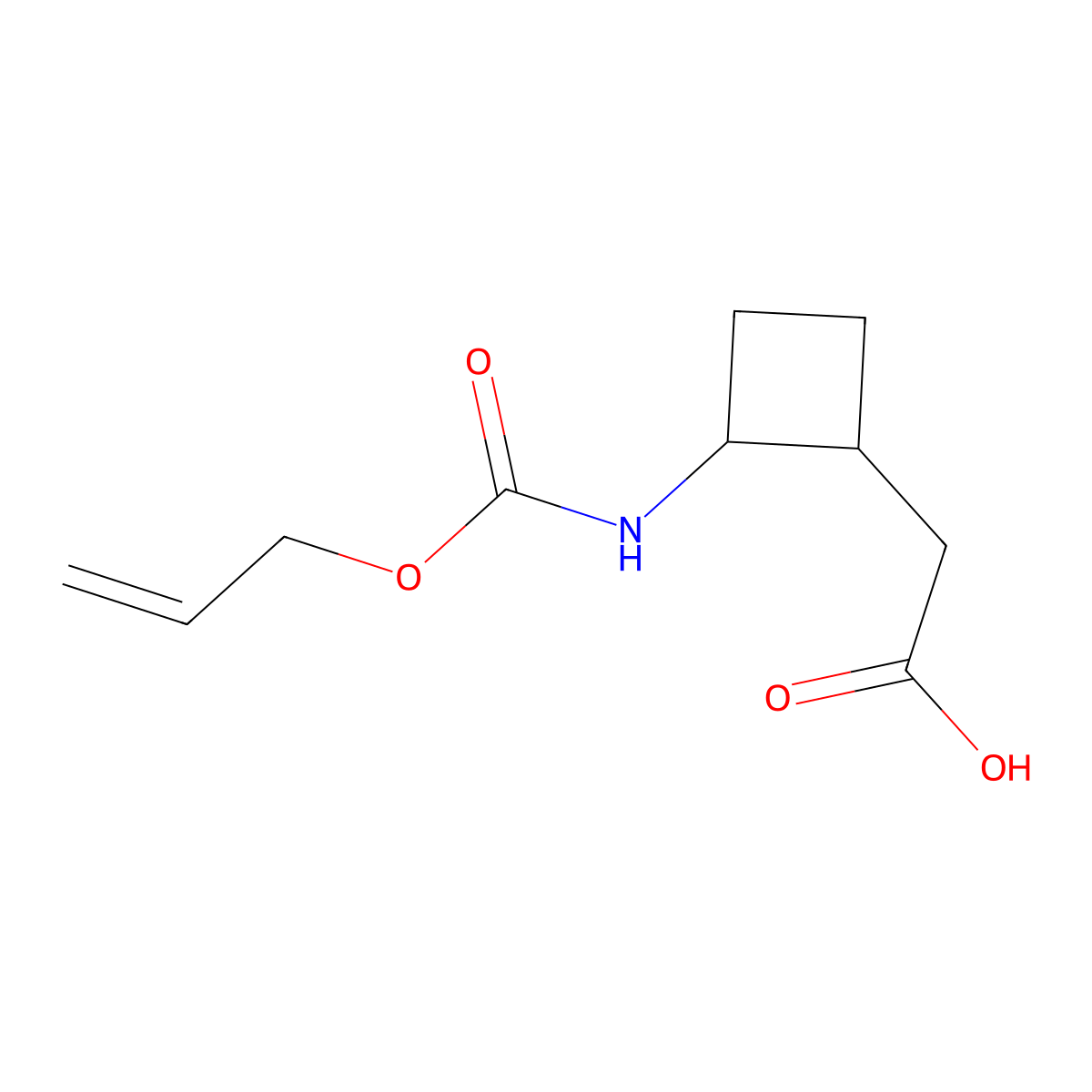 2-(2-{[(Prop-2-en-1-yloxy)carbonyl]amino}cyclobutyl)acetic acid molecular structure, CAS 2680842-45-7