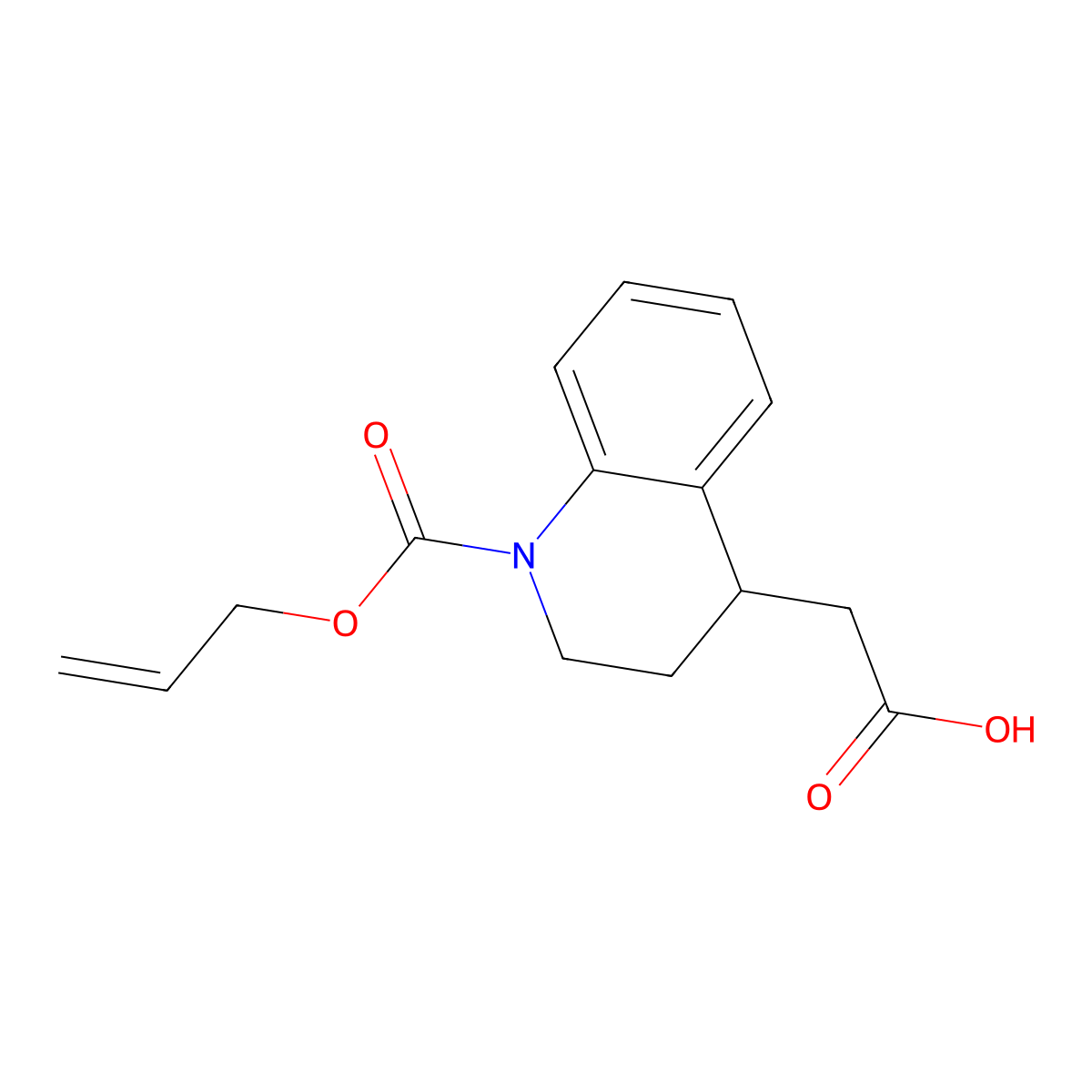 2-{1-[(Prop-2-en-1-yloxy)carbonyl]-1,2,3,4-tetrahydroquinolin-4-yl}acetic acid molecular structure, CAS 2680842-52-6