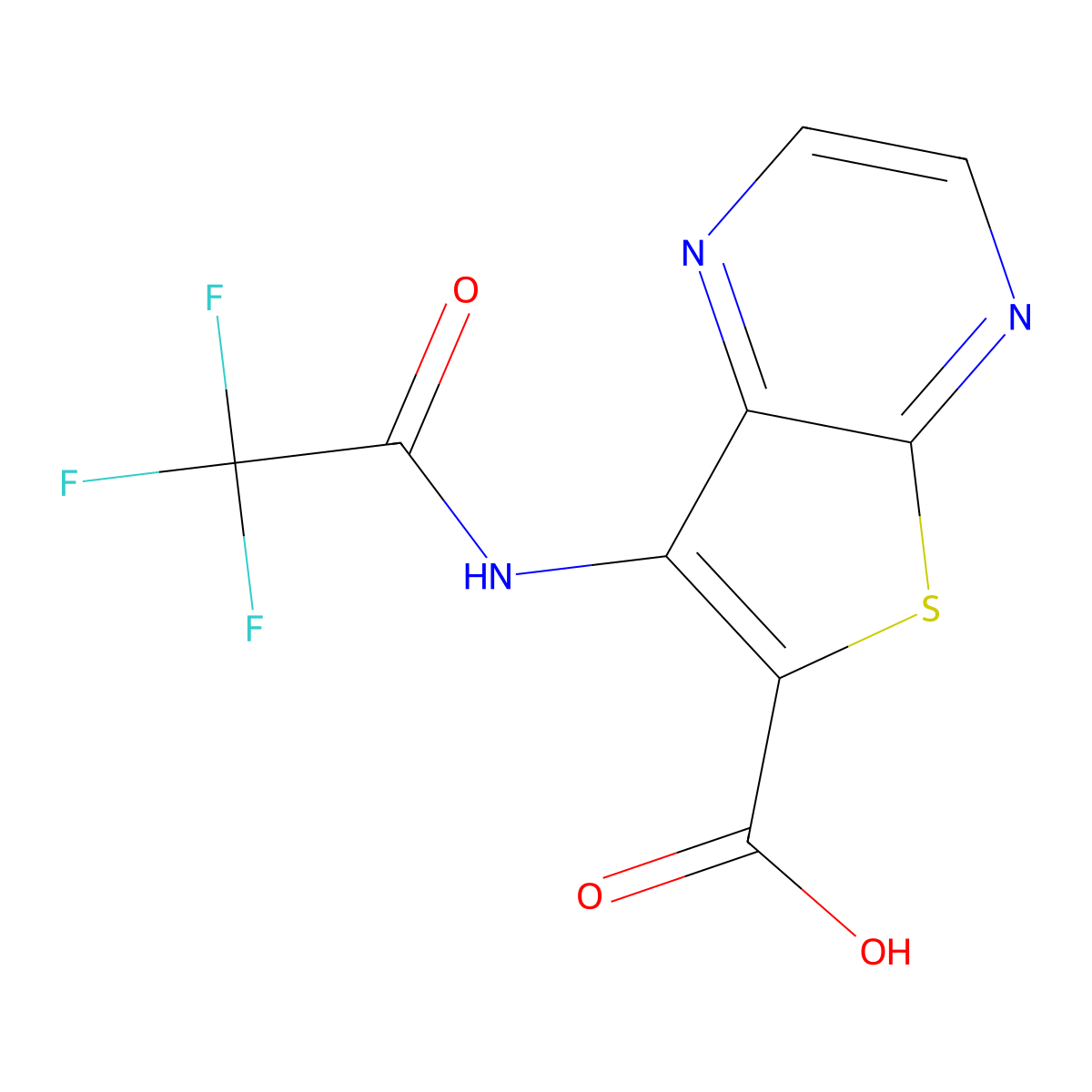 7-(2,2,2-Trifluoroacetamido)thieno[2,3-b]pyrazine-6-carboxylic acid molecular structure, CAS 2680842-54-8