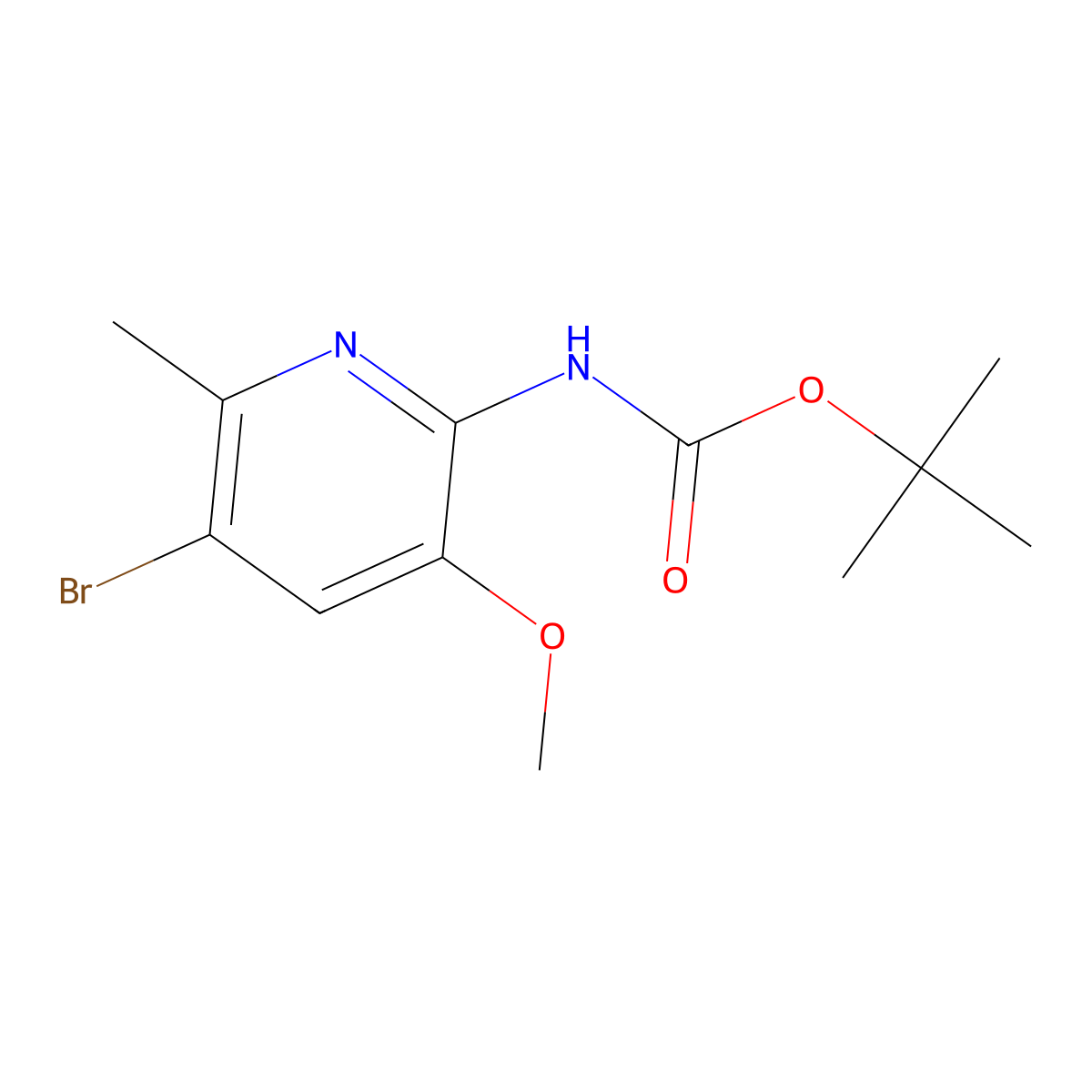 tert-butyl N-(5-bromo-3-methoxy-6-methylpyridin-2-yl)carbamate molecular structure, CAS 2680842-61-7