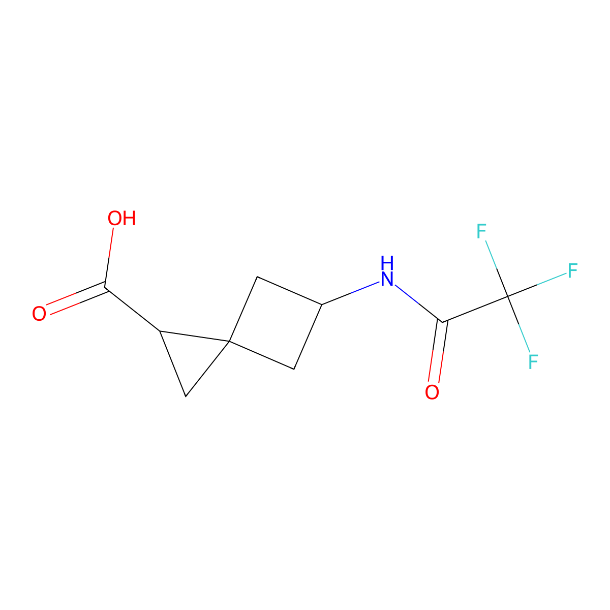 5-(Trifluoroacetamido)spiro[2.3]hexane-1-carboxylic acid molecular structure, CAS 2680842-62-8