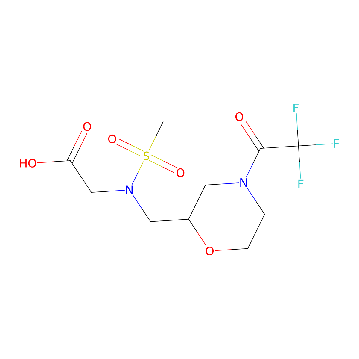 2-(N-{[4-(2,2,2-trifluoroacetyl)morpholin-2-yl]methyl}methanesulfonamido)acetic acid molecular structure, CAS 2680842-63-9