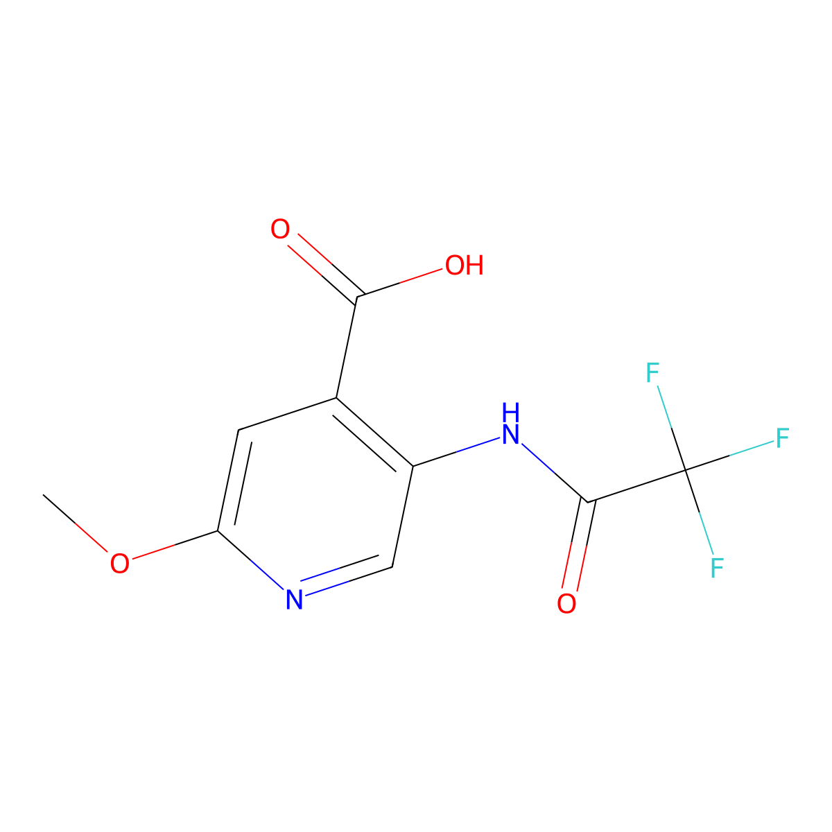 2-Methoxy-5-(2,2,2-trifluoroacetamido)pyridine-4-carboxylic acid molecular structure, CAS 2680842-72-0