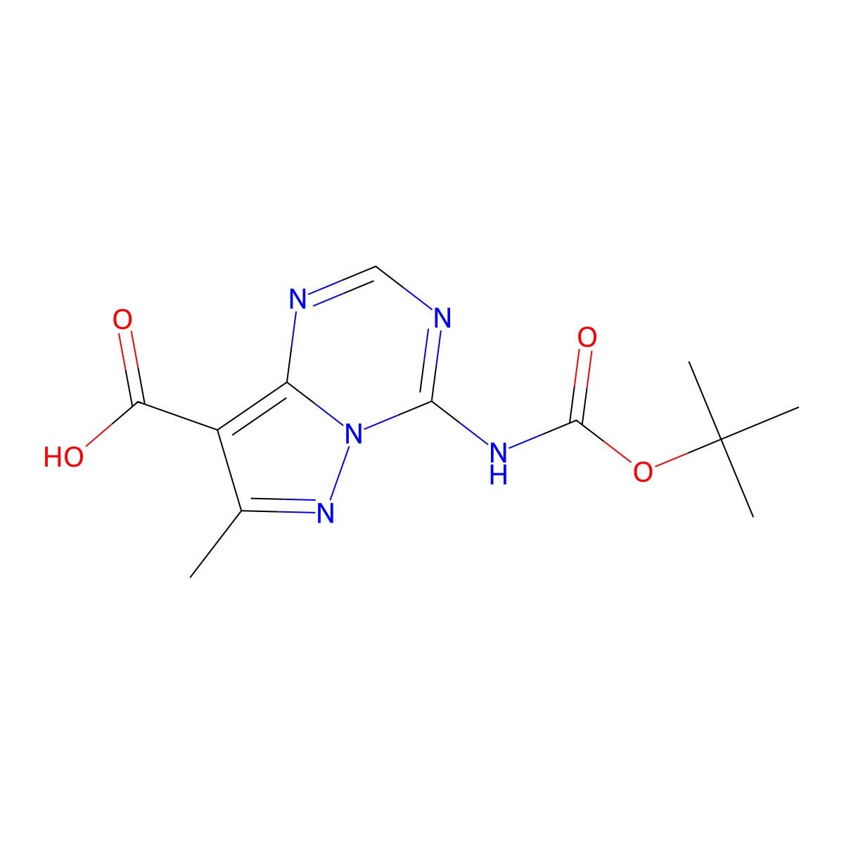 4-{[(Tert-butoxy)carbonyl]amino}-7-methylpyrazolo[1,5-a][1,3,5]triazine-8-carboxylic acid molecular structure, CAS 2680842-77-5