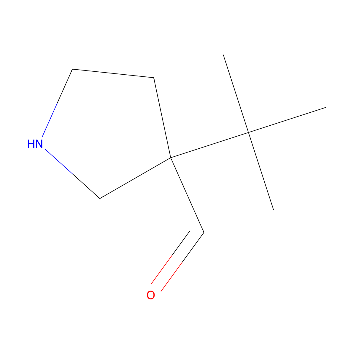 3-Tert-butylpyrrolidine-3-carbaldehyde molecular structure, CAS 2680842-80-0