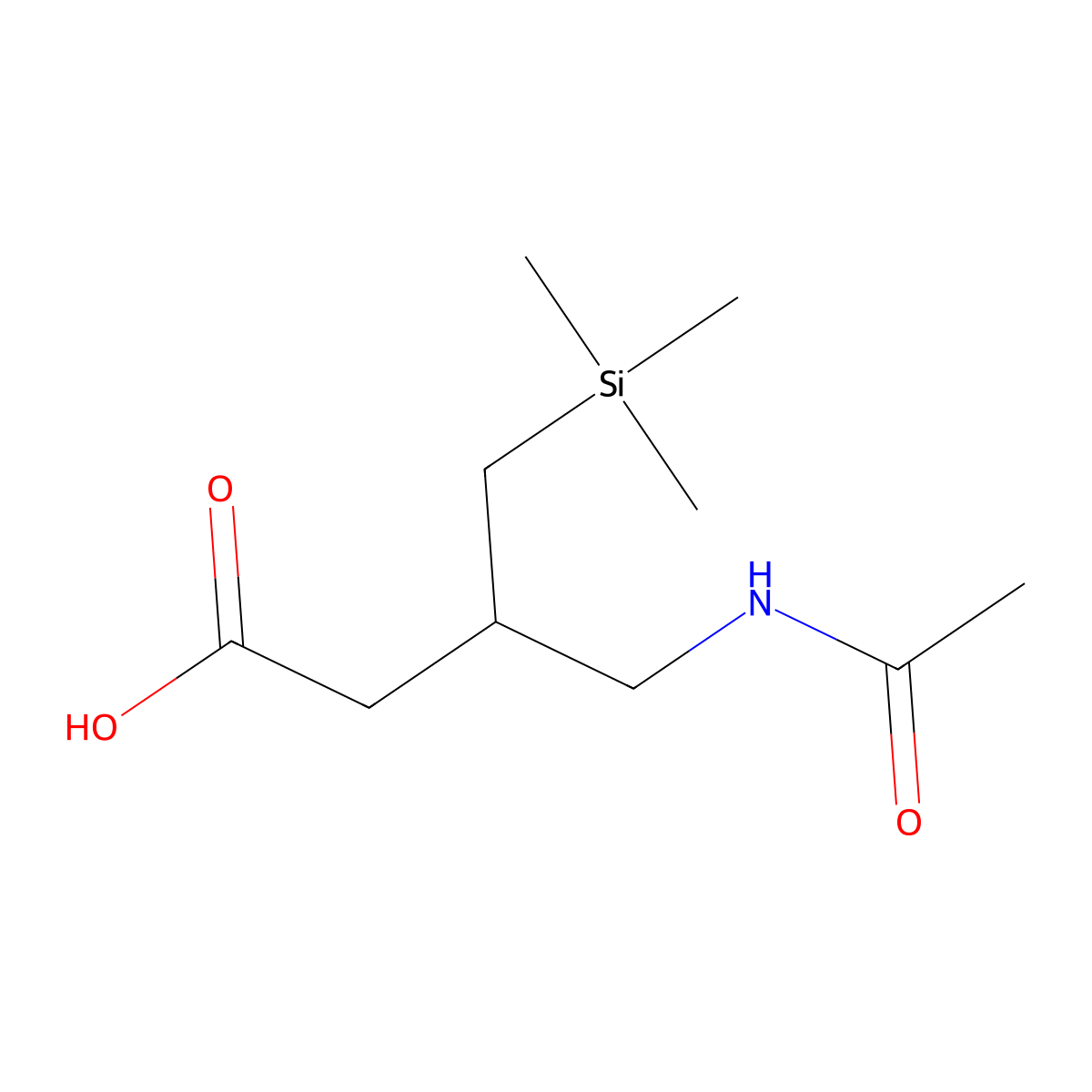 4-Acetamido-3-[(trimethylsilyl)methyl]butanoic acid molecular structure, CAS 2680842-90-2