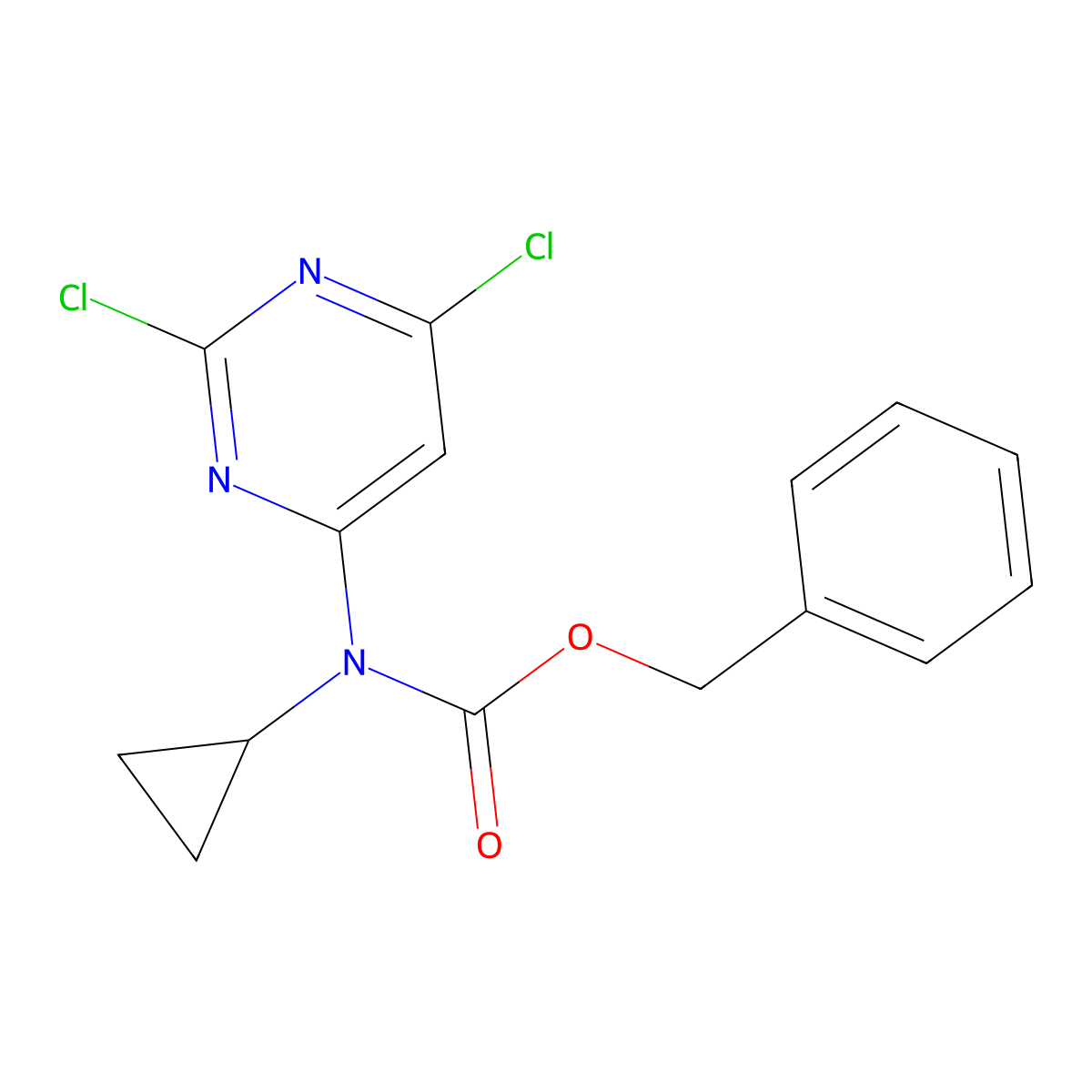 benzyl N-cyclopropyl-N-(2,6-dichloropyrimidin-4-yl)carbamate molecular structure, CAS 2680843-06-3
