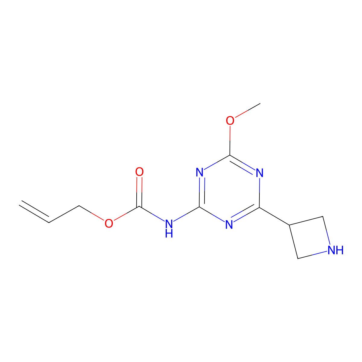 prop-2-en-1-yl N-[4-(azetidin-3-yl)-6-methoxy-1,3,5-triazin-2-yl]carbamate molecular structure, CAS 2680843-08-5