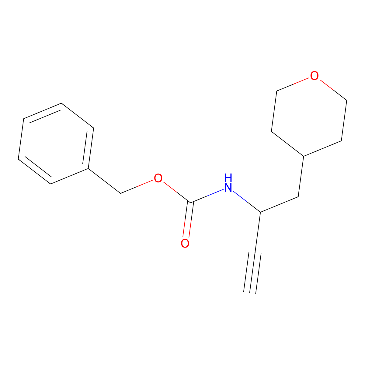benzyl N-[1-(oxan-4-yl)but-3-yn-2-yl]carbamate molecular structure, CAS 2680843-12-1