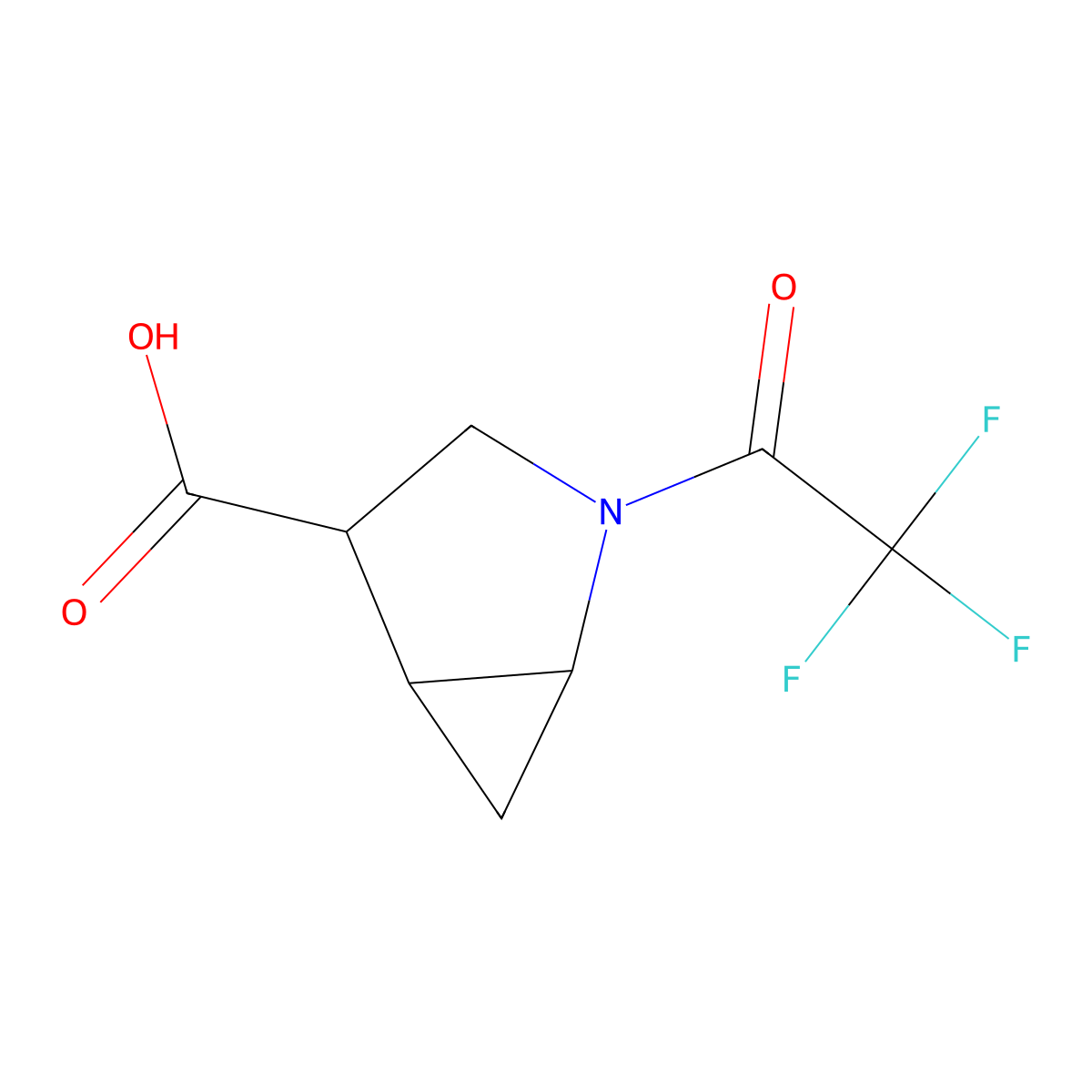2-(2,2,2-Trifluoroacetyl)-2-azabicyclo[3.1.0]hexane-4-carboxylic acid molecular structure, CAS 2680843-15-4