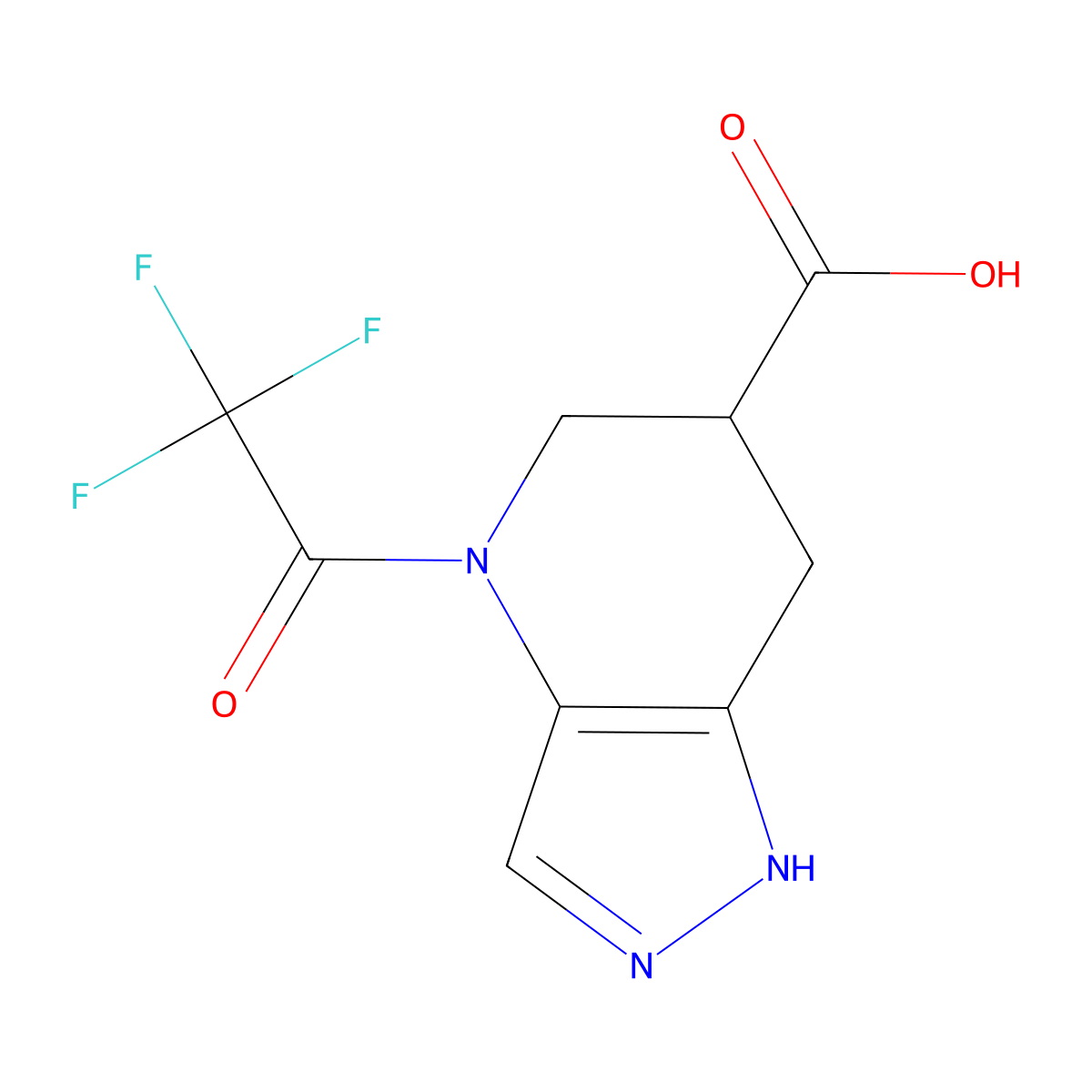 4-(2,2,2-trifluoroacetyl)-1H,4H,5H,6H,7H-pyrazolo[4,3-b]pyridine-6-carboxylic acid molecular structure, CAS 2680843-20-1