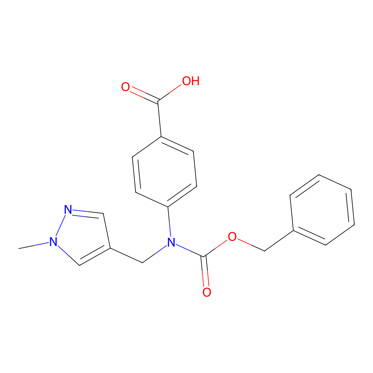 4-{[(benzyloxy)carbonyl][(1-methyl-1H-pyrazol-4-yl)methyl]amino}benzoic acid molecular structure, CAS 2680843-21-2