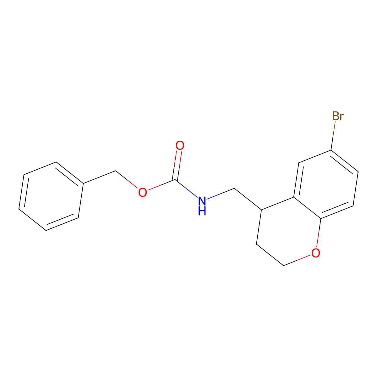 benzyl N-[(6-bromo-3,4-dihydro-2H-1-benzopyran-4-yl)methyl]carbamate molecular structure, CAS 2680843-35-8