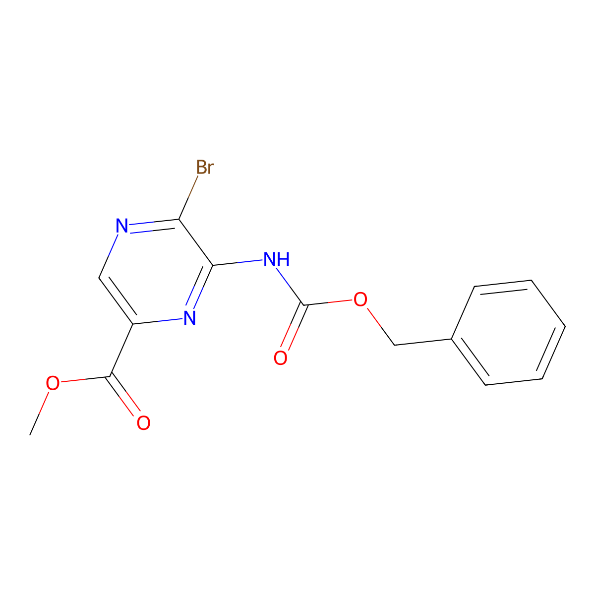 Methyl 6-{[(benzyloxy)carbonyl]amino}-5-bromopyrazine-2-carboxylate molecular structure, CAS 2680843-39-2