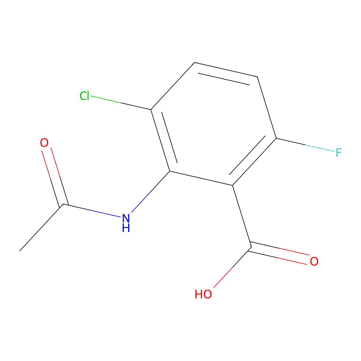 3-Chloro-2-acetamido-6-fluorobenzoic acid molecular structure, CAS 2680843-42-7
