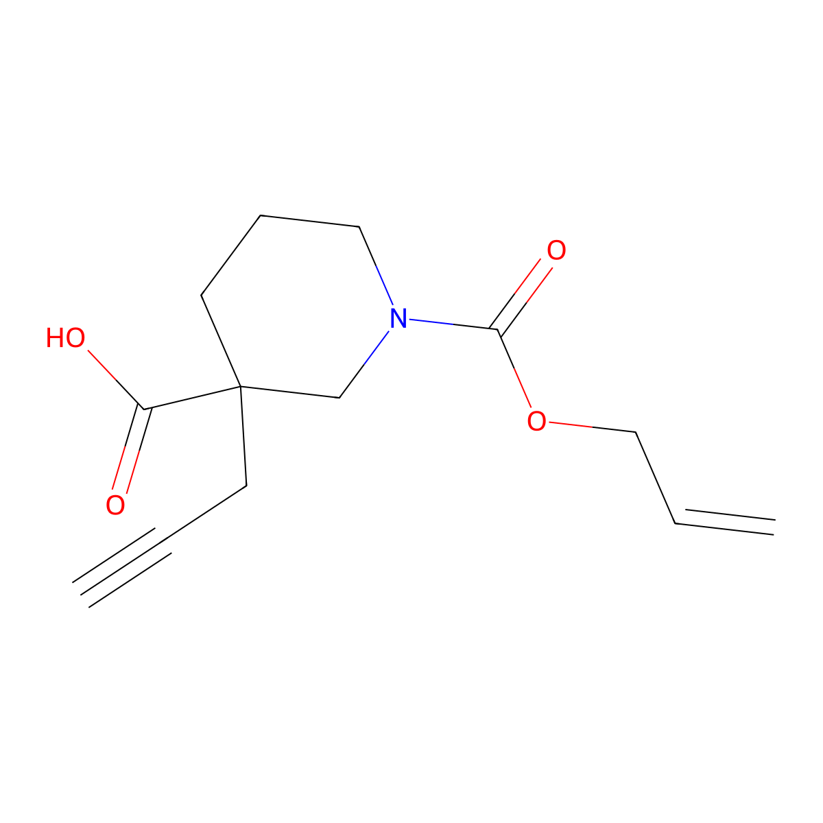 1-[(Prop-2-en-1-yloxy)carbonyl]-3-(prop-2-yn-1-yl)piperidine-3-carboxylic acid molecular structure, CAS 2680843-47-2