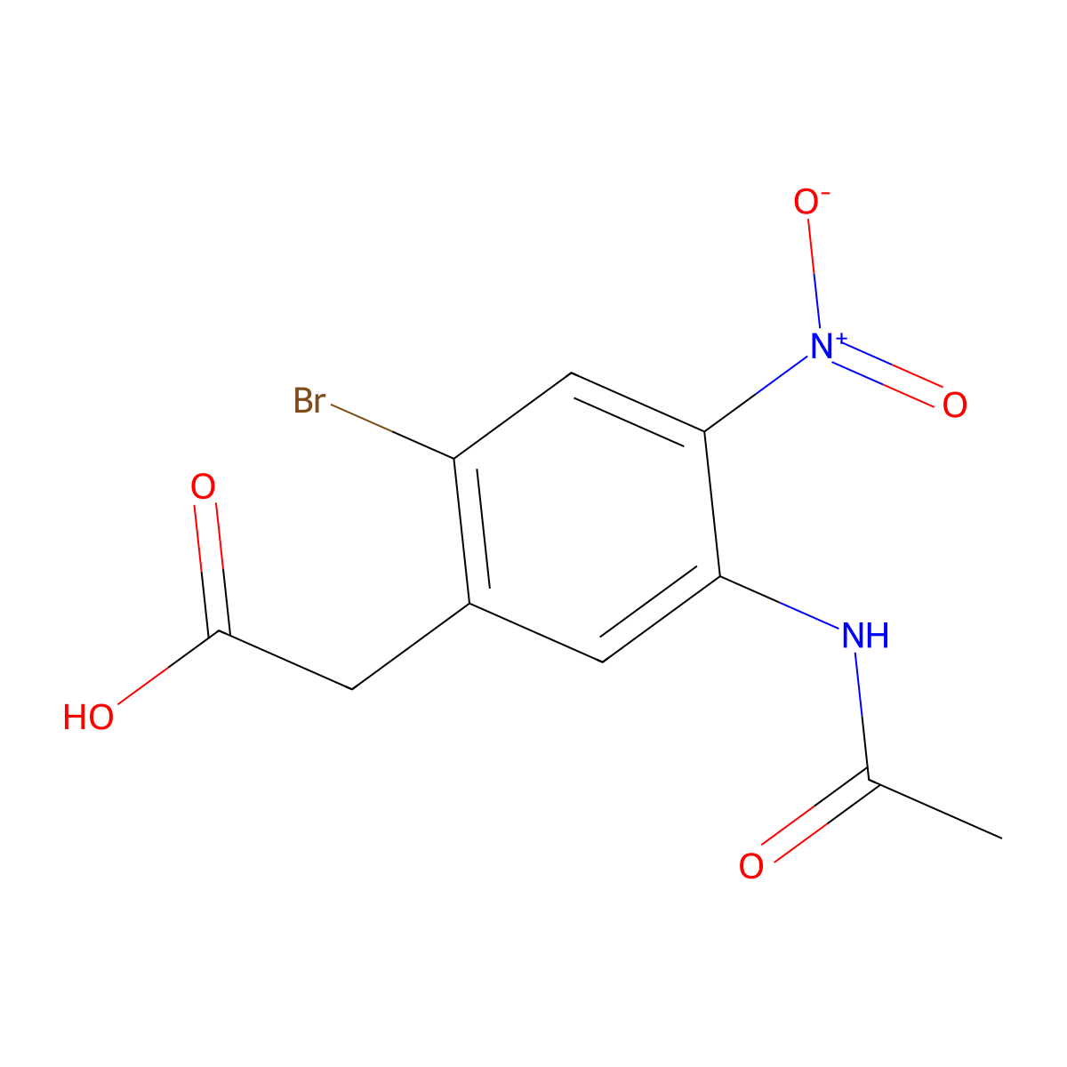 2-(2-Bromo-5-acetamido-4-nitrophenyl)acetic acid molecular structure, CAS 2680843-48-3