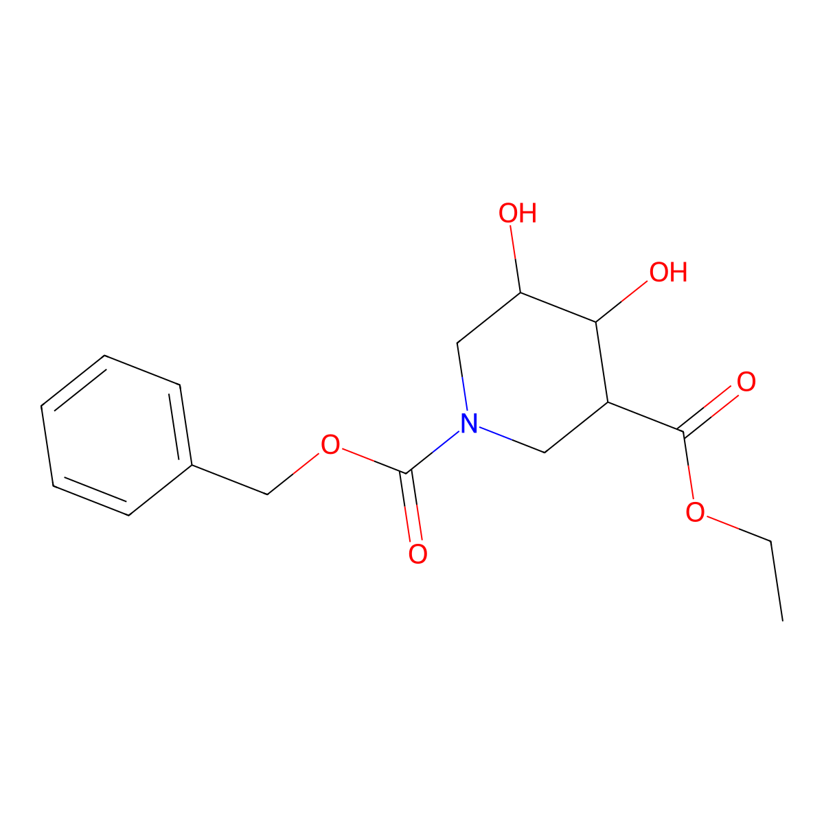1-Benzyl 3-ethyl 4,5-dihydroxypiperidine-1,3-dicarboxylate molecular structure, CAS 2680843-50-7