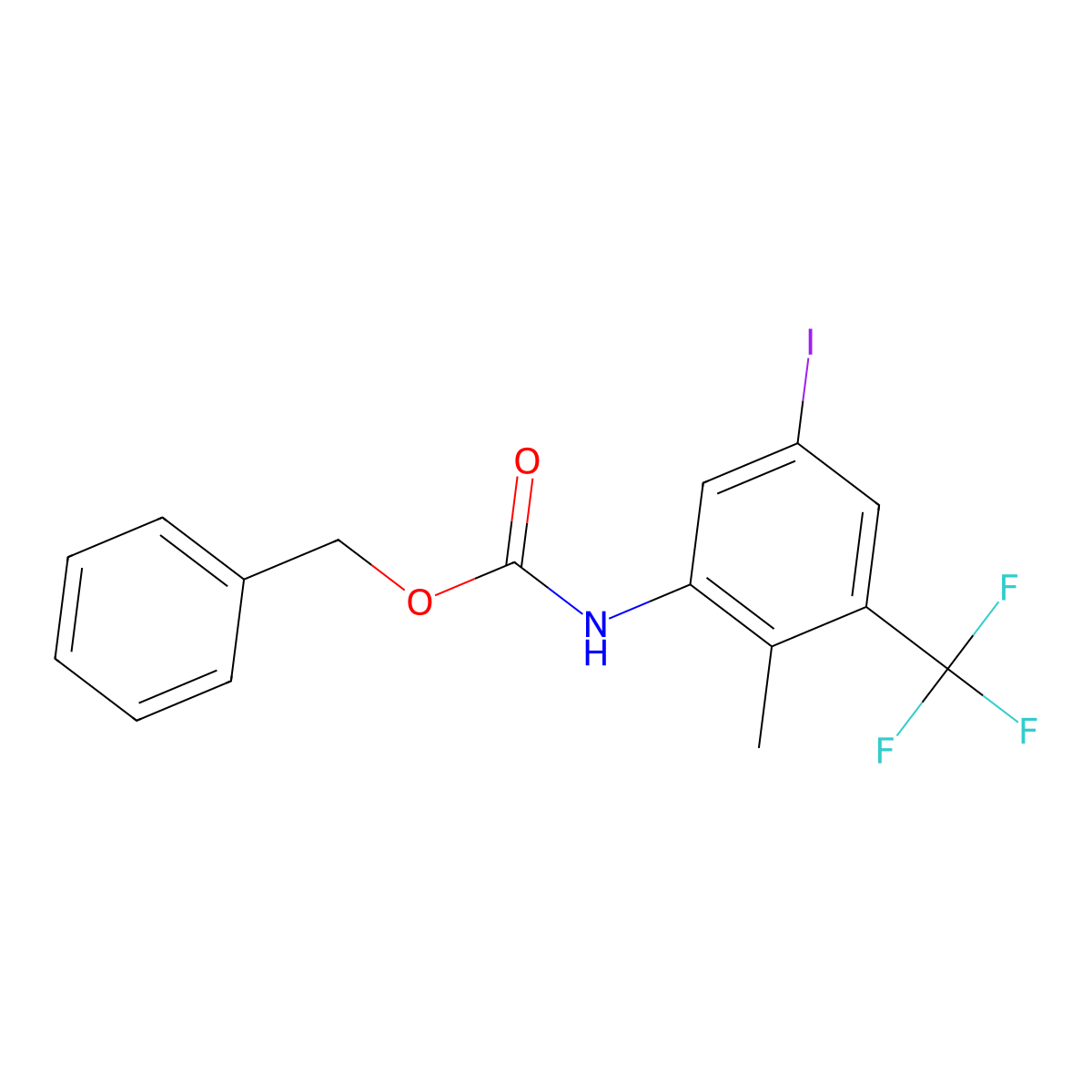 benzyl N-[5-iodo-2-methyl-3-(trifluoromethyl)phenyl]carbamate molecular structure, CAS 2680843-51-8