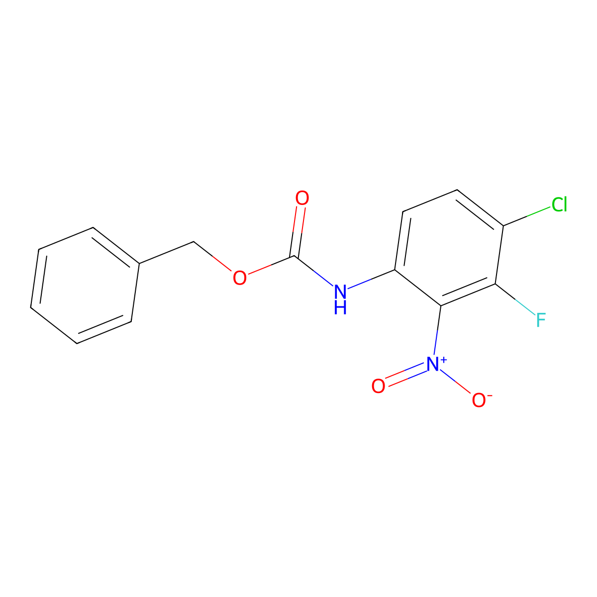 benzyl N-(4-chloro-3-fluoro-2-nitrophenyl)carbamate molecular structure, CAS 2680843-60-9