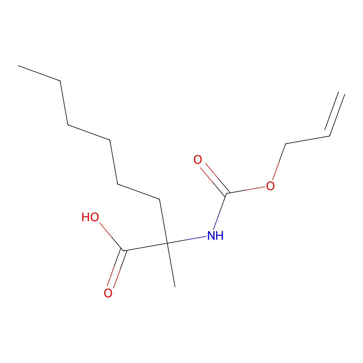2-Methyl-2-{[(prop-2-en-1-yloxy)carbonyl]amino}octanoic acid molecular structure, CAS 2680843-61-0