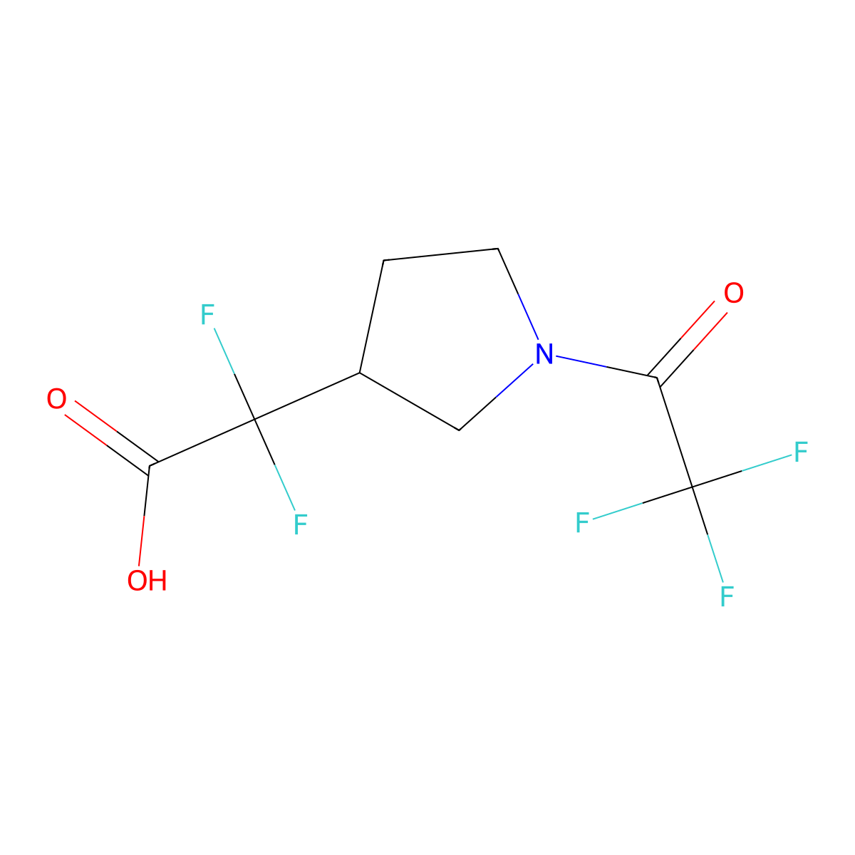 2,2-Difluoro-2-[1-(trifluoroacetyl)pyrrolidin-3-yl]acetic acid molecular structure, CAS 2680843-63-2