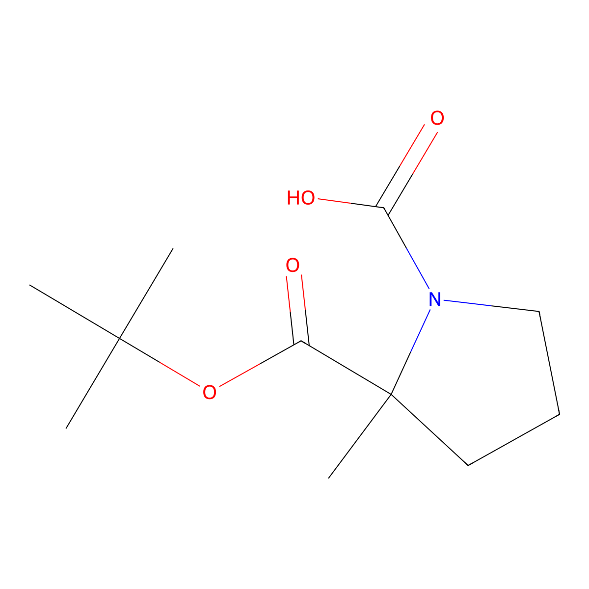 2-[(Tert-butoxy)carbonyl]-2-methylpyrrolidine-1-carboxylic acid molecular structure, CAS 2680843-74-5