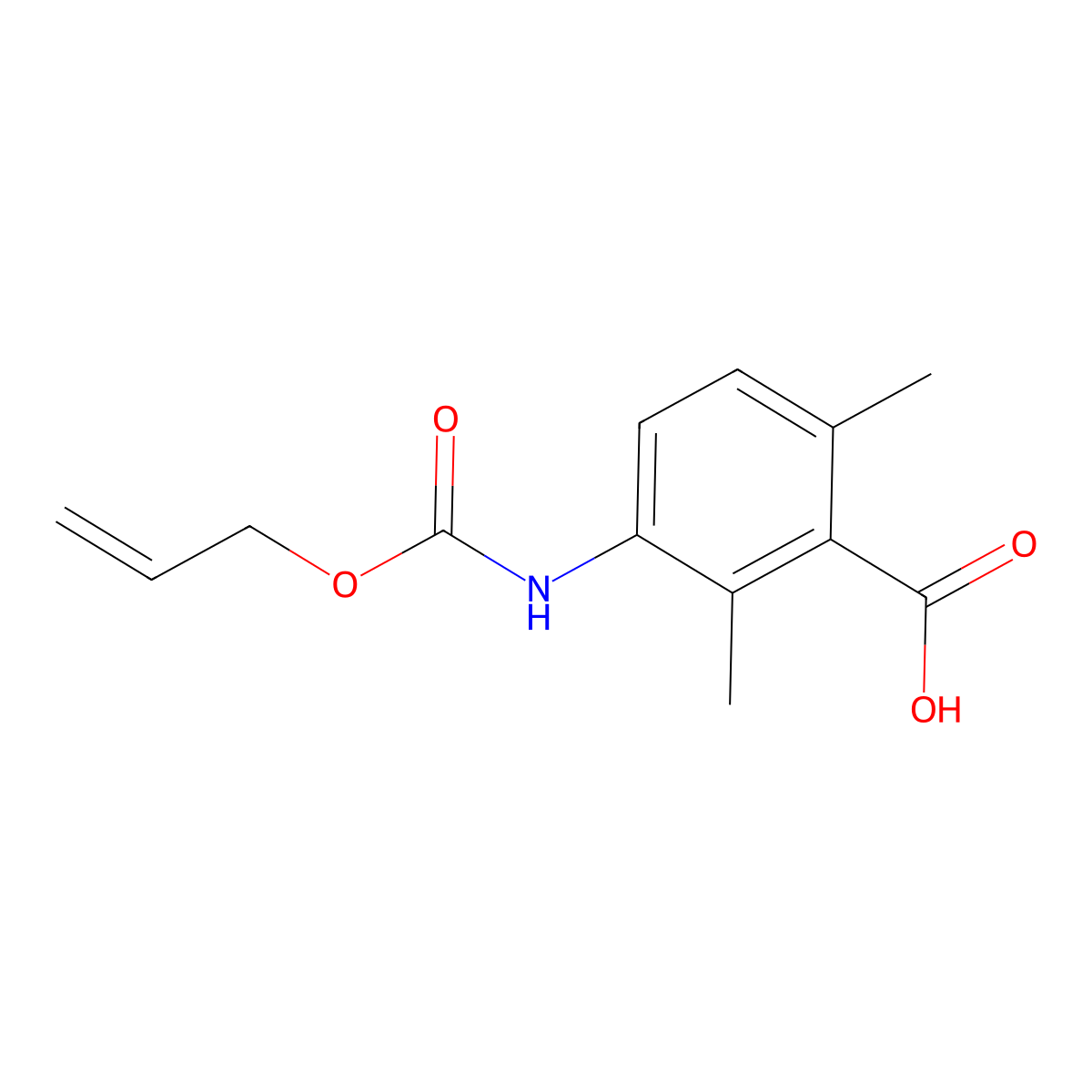 2,6-Dimethyl-3-{[(prop-2-en-1-yloxy)carbonyl]amino}benzoic acid molecular structure, CAS 2680843-77-8