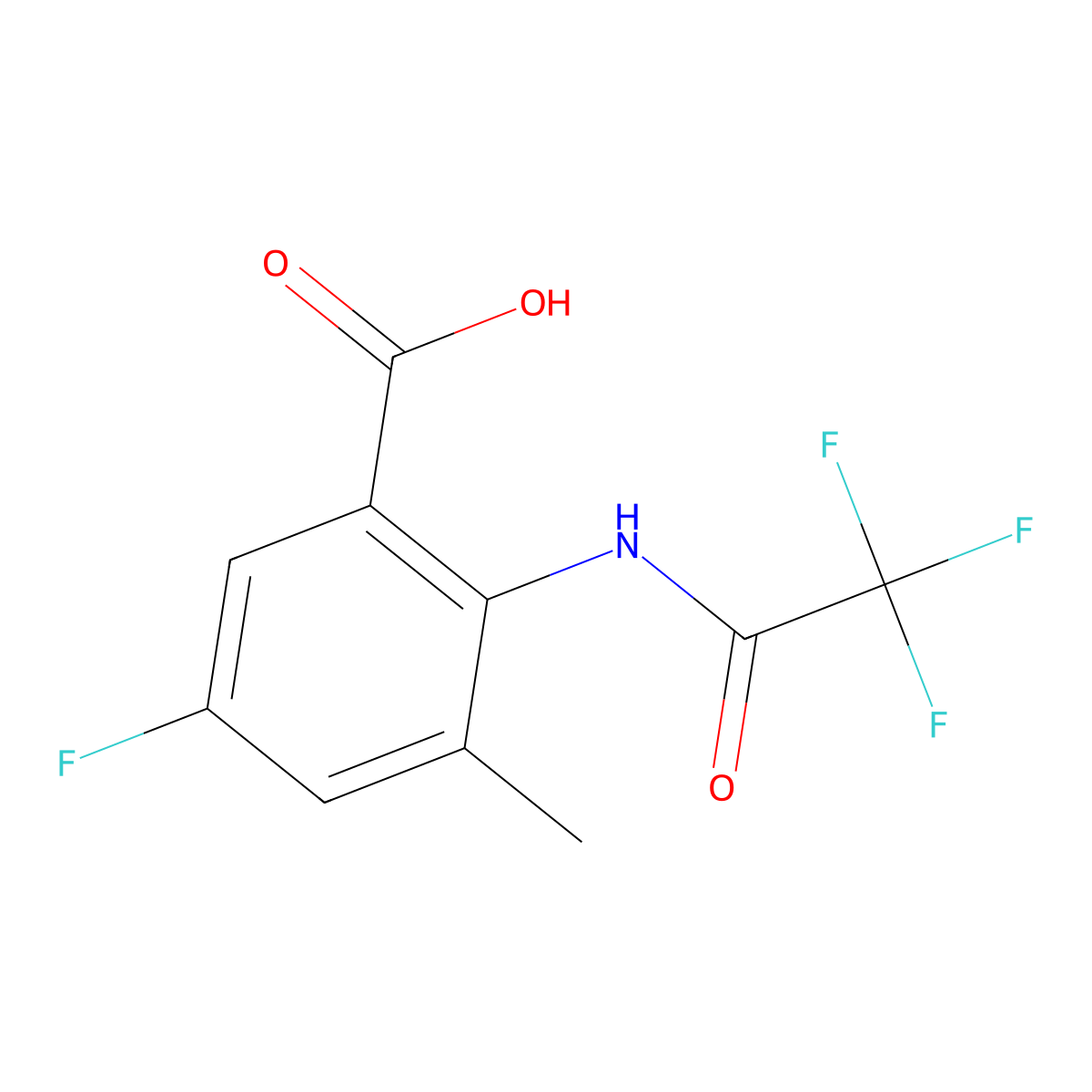 5-Fluoro-3-methyl-2-(trifluoroacetamido)benzoic acid molecular structure, CAS 2680843-80-3