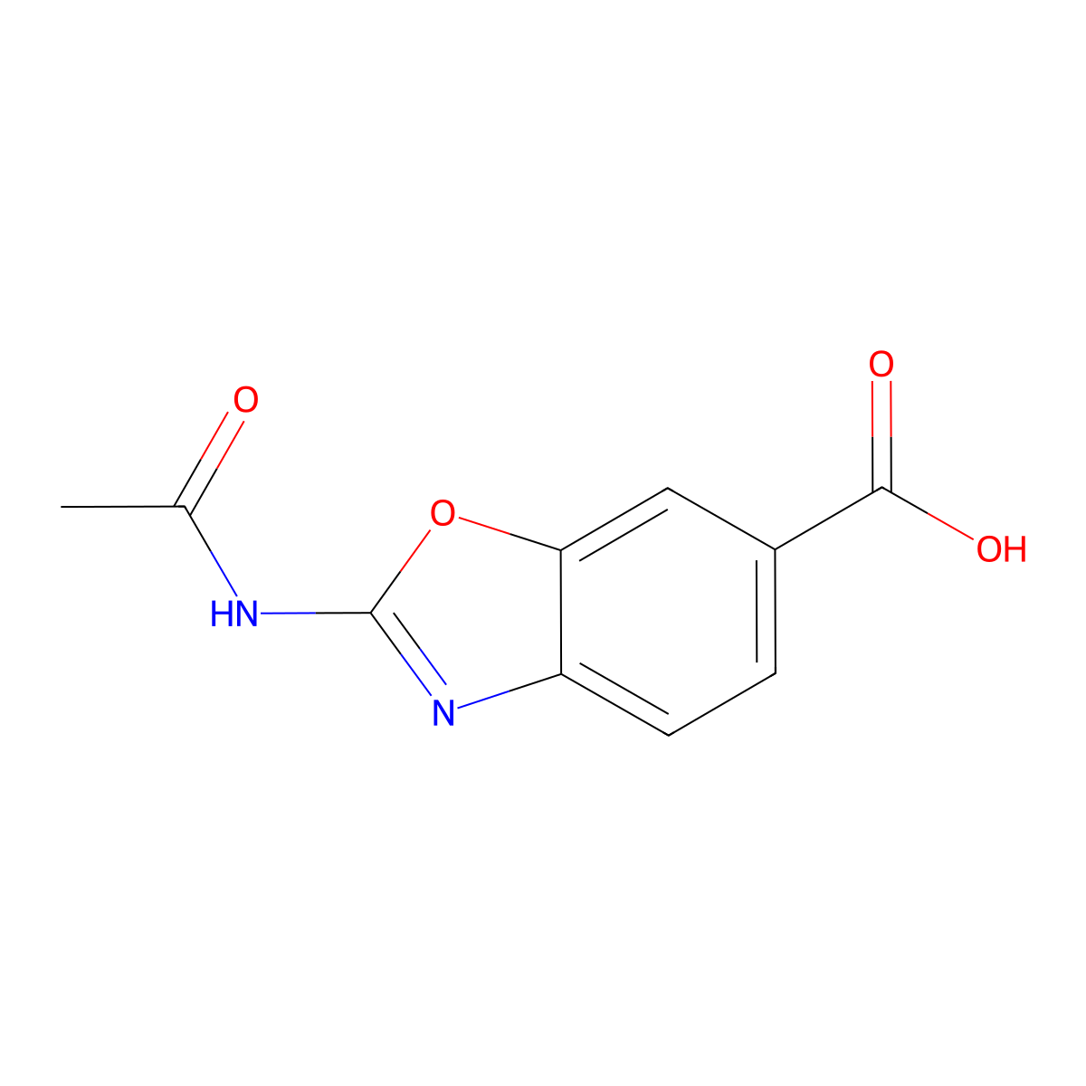 2-Acetamido-1,3-benzoxazole-6-carboxylic acid molecular structure, CAS 2680843-83-6