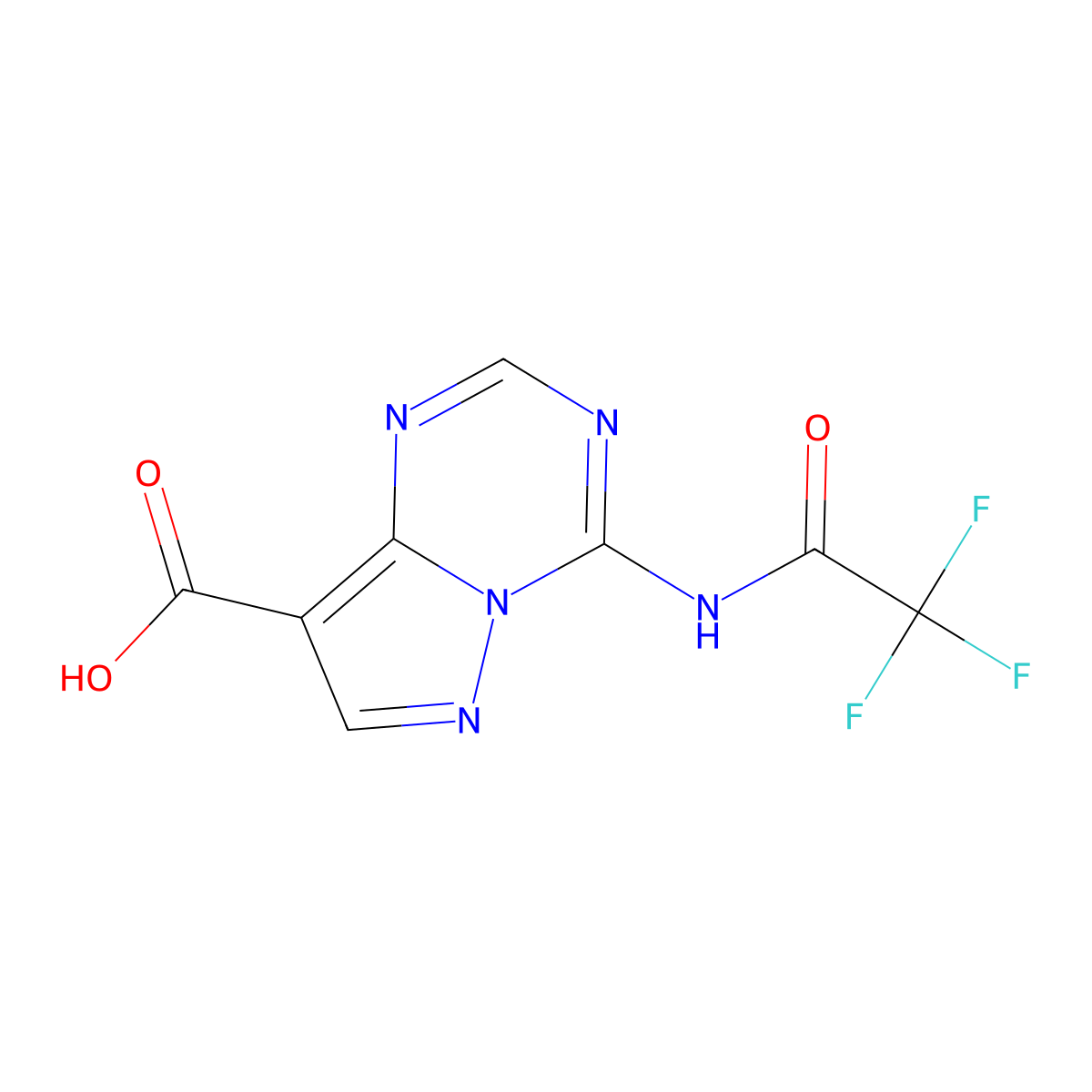 4-(2,2,2-Trifluoroacetamido)pyrazolo[1,5-a][1,3,5]triazine-8-carboxylic acid molecular structure, CAS 2680843-87-0