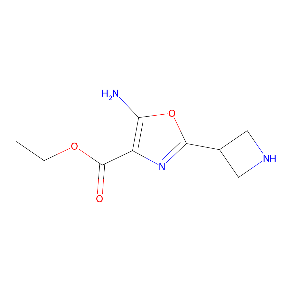 Ethyl 5-amino-2-(azetidin-3-yl)-1,3-oxazole-4-carboxylate molecular structure, CAS 2680843-89-2
