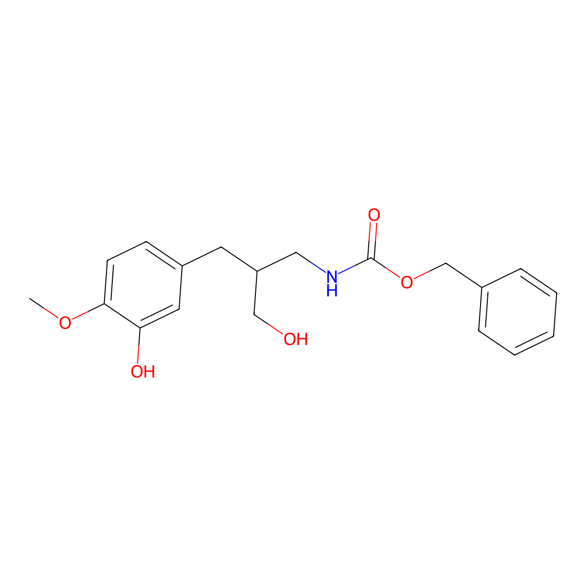 benzyl N-{3-hydroxy-2-[(3-hydroxy-4-methoxyphenyl)methyl]propyl}carbamate molecular structure, CAS 2680843-98-3