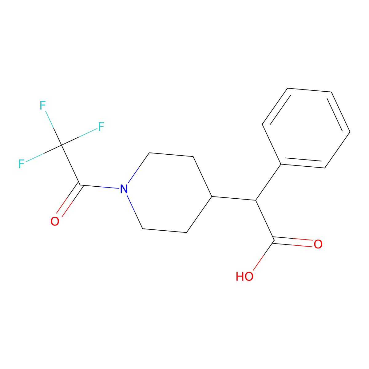 2-Phenyl-2-[1-(2,2,2-trifluoroacetyl)piperidin-4-yl]acetic acid molecular structure, CAS 2680844-00-0