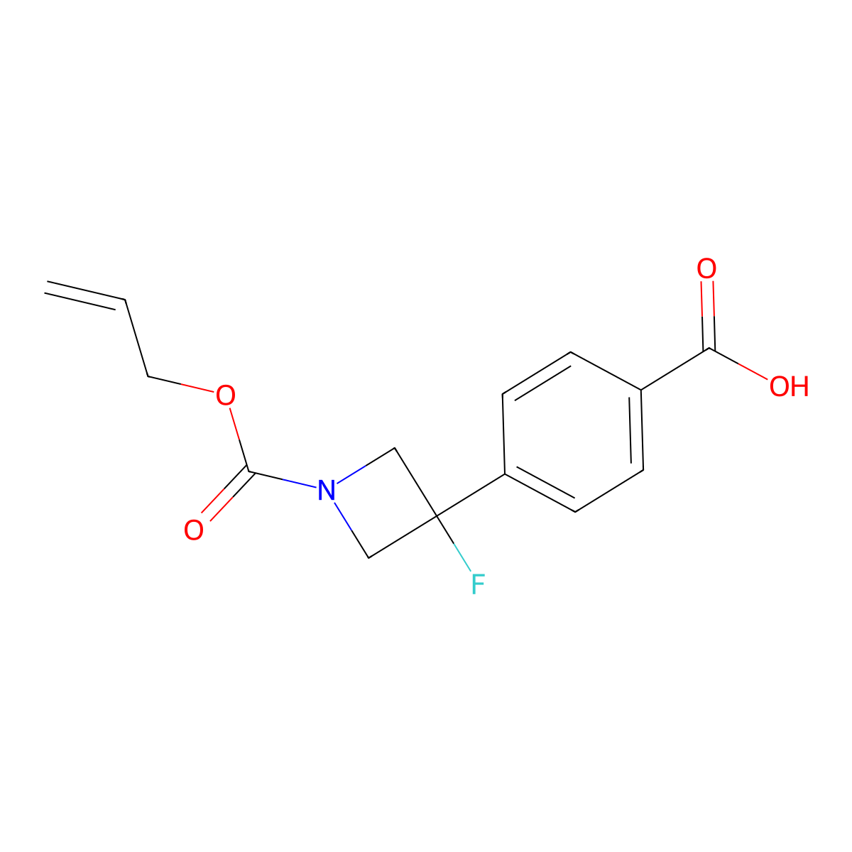 4-{3-Fluoro-1-[(prop-2-en-1-yloxy)carbonyl]azetidin-3-yl}benzoic acid molecular structure, CAS 2680844-11-3