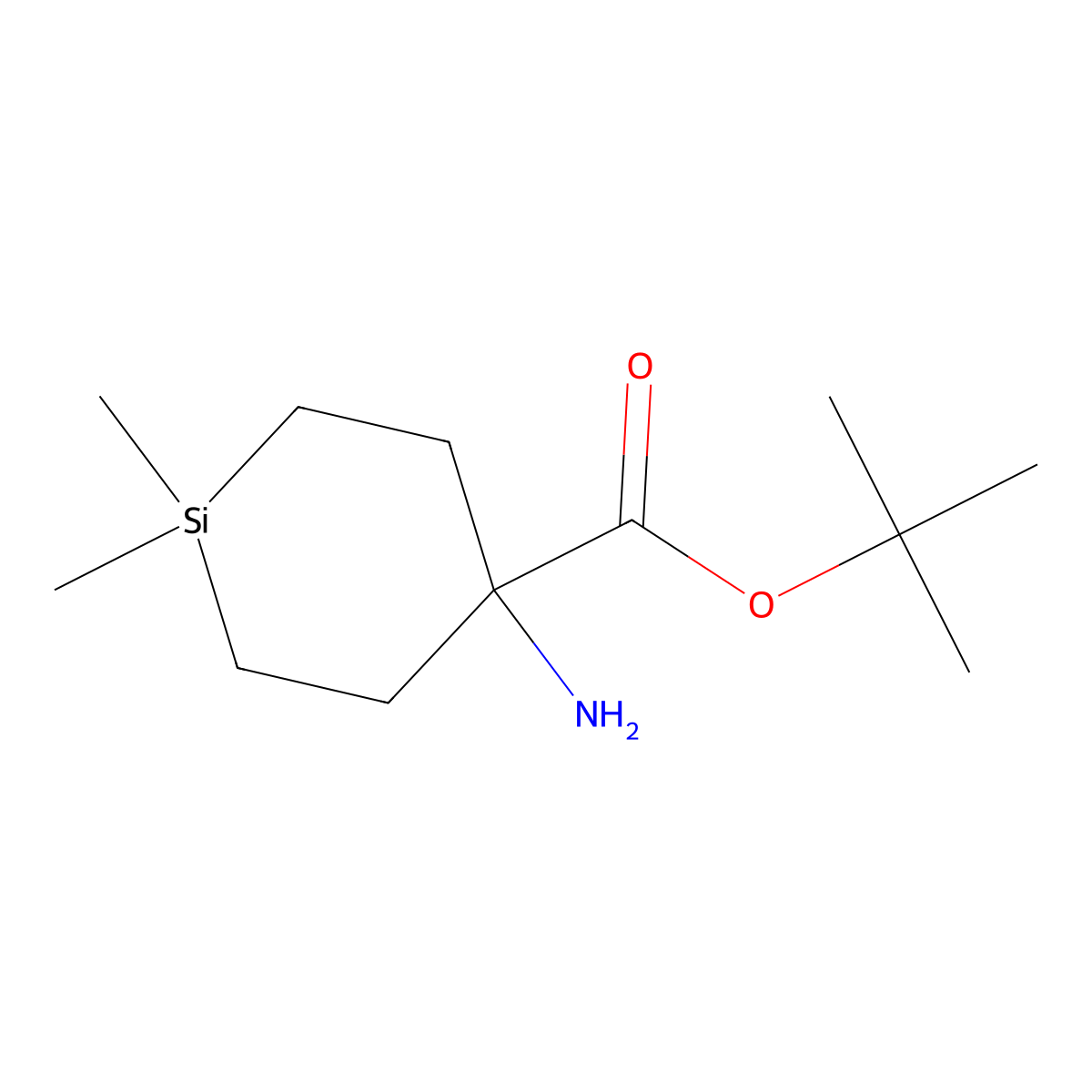 Tert-butyl 4-amino-1,1-dimethylsilinane-4-carboxylate molecular structure, CAS 2680844-15-7