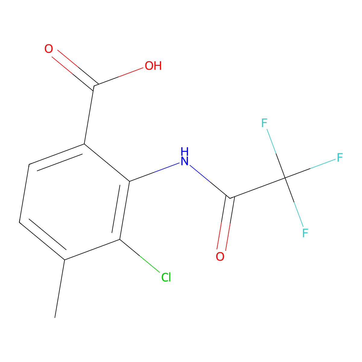 3-Chloro-4-methyl-2-(2,2,2-trifluoroacetamido)benzoic acid molecular structure, CAS 2680844-16-8