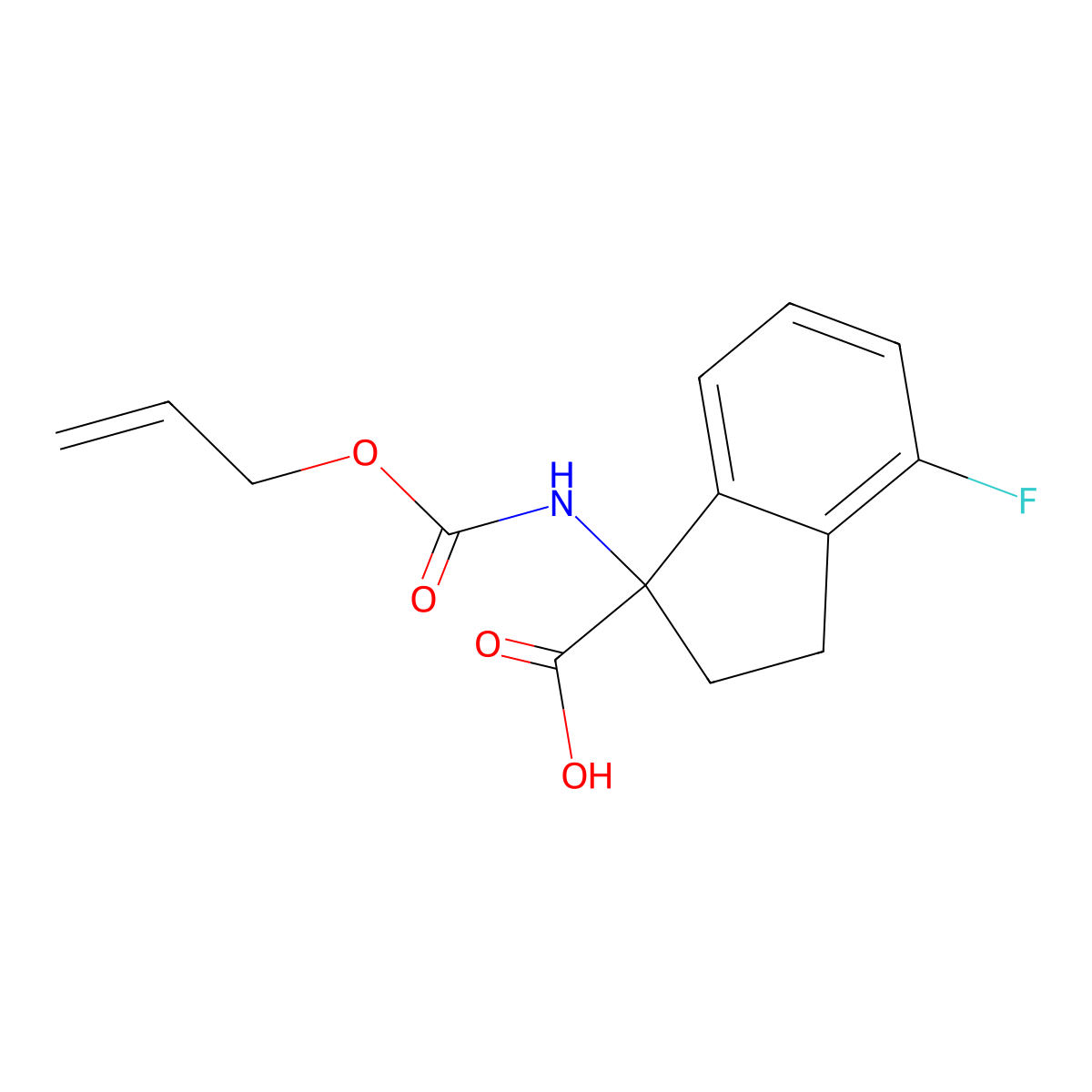 4-fluoro-1-{[(prop-2-en-1-yloxy)carbonyl]amino}-2,3-dihydro-1H-indene-1-carboxylic acid molecular structure, CAS 2680844-17-9