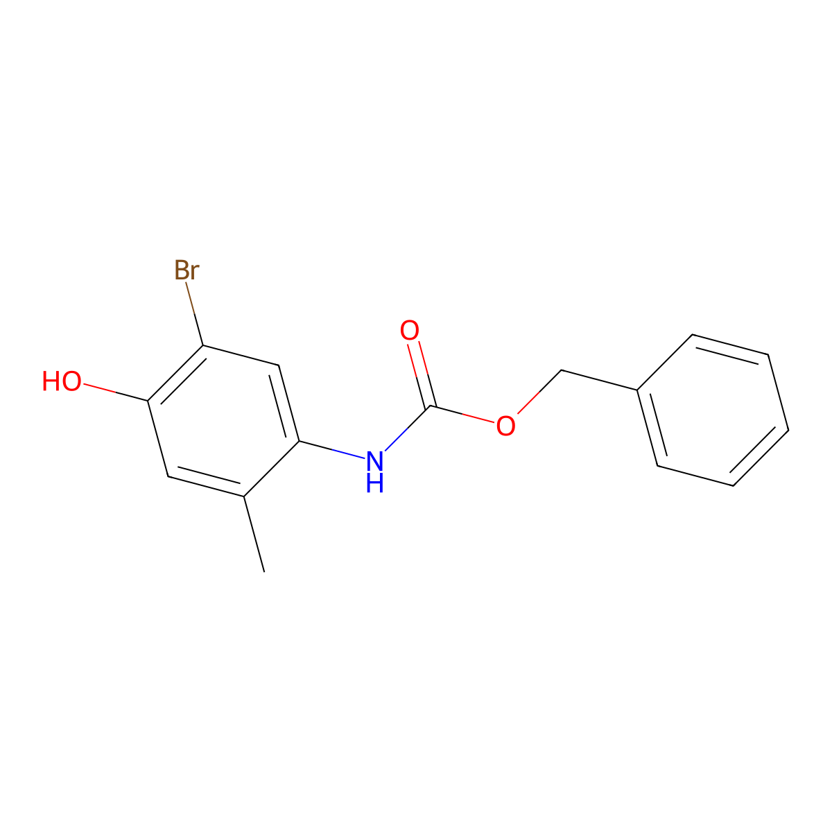 benzyl N-(5-bromo-4-hydroxy-2-methylphenyl)carbamate molecular structure, CAS 2680844-19-1