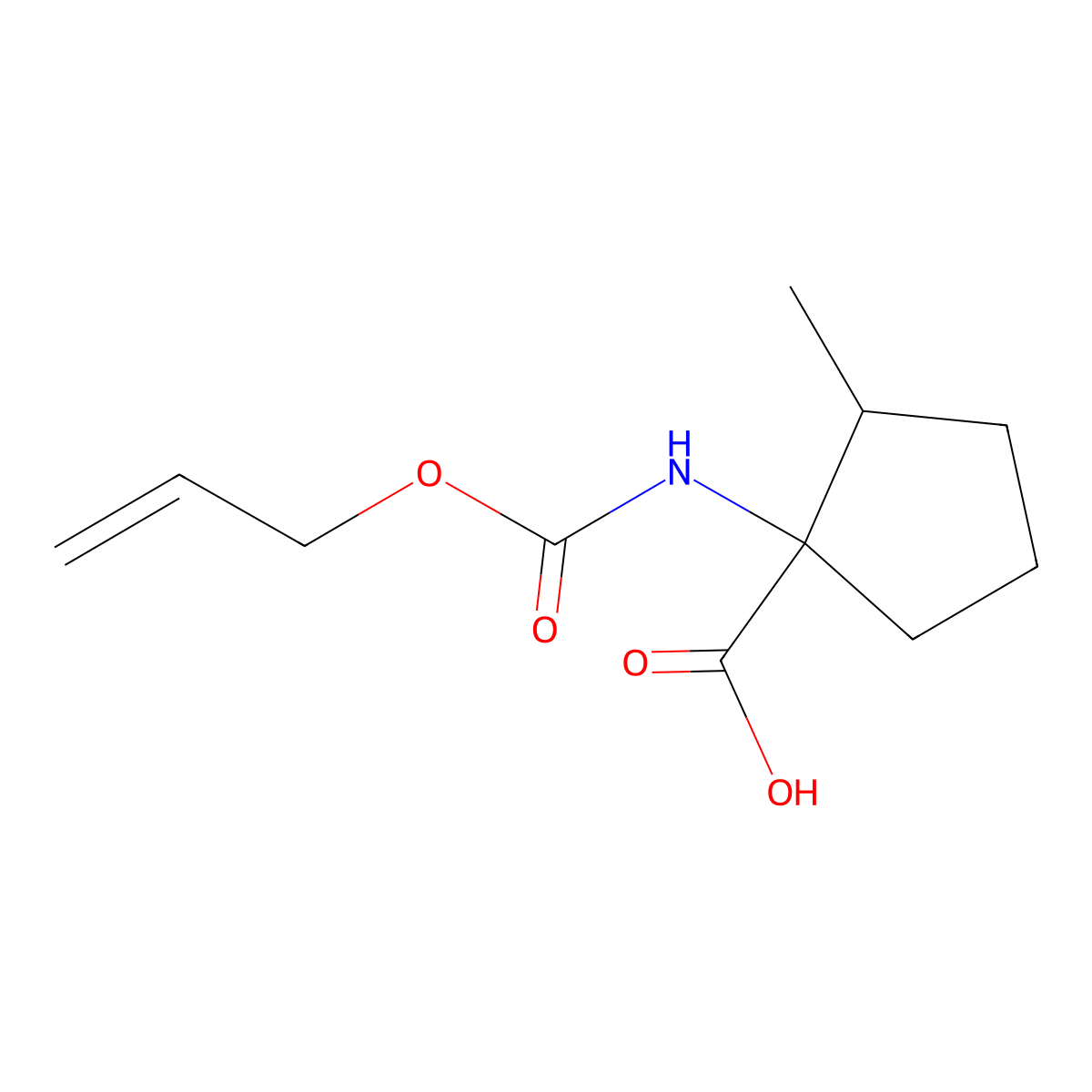 2-Methyl-1-{[(prop-2-en-1-yloxy)carbonyl]amino}cyclopentane-1-carboxylic acid molecular structure, CAS 2680844-20-4