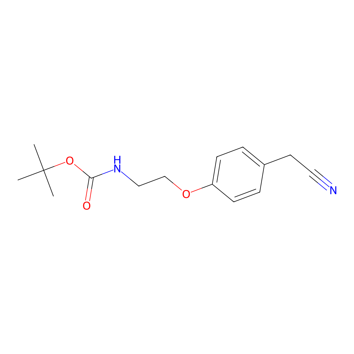 tert-butyl N-{2-[4-(cyanomethyl)phenoxy]ethyl}carbamate molecular structure, CAS 2680844-21-5